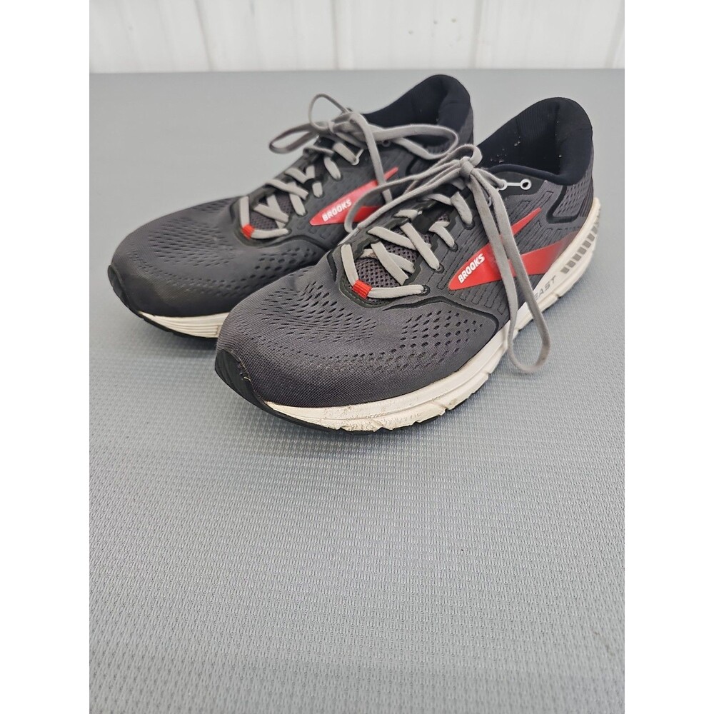Brooks Beast 20 Mens Size 14 Running Shoes Grey Red Stability Sneakers